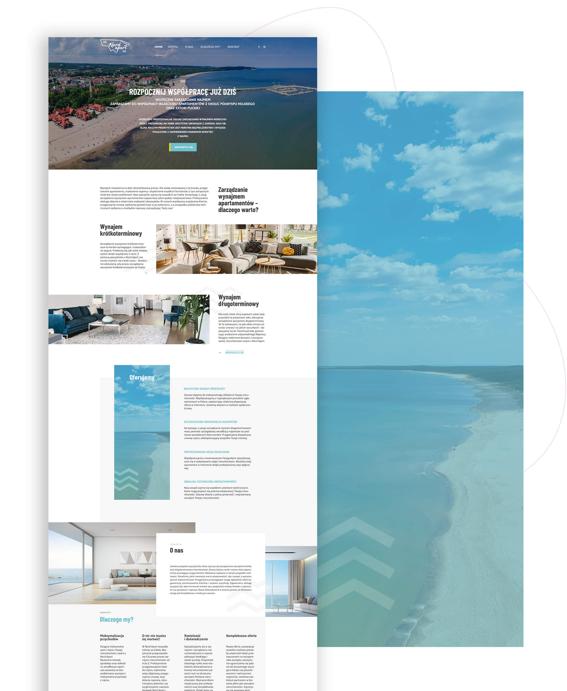 apartamenty nad morzem projekt graficzny strony internetowej