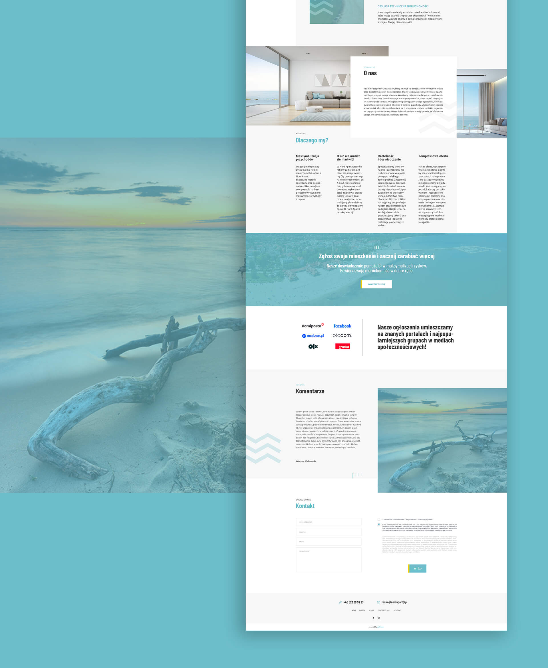 apartamenty nad morzem projekt graficzny strony internetowej