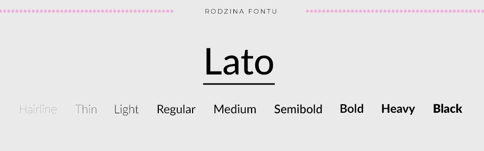 rodzaj czcionki - zestawienie odmian całej rodziny fontu lato