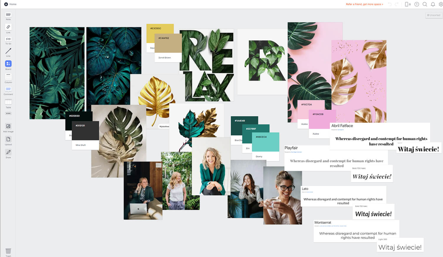 moodbard w firmowych kolorach