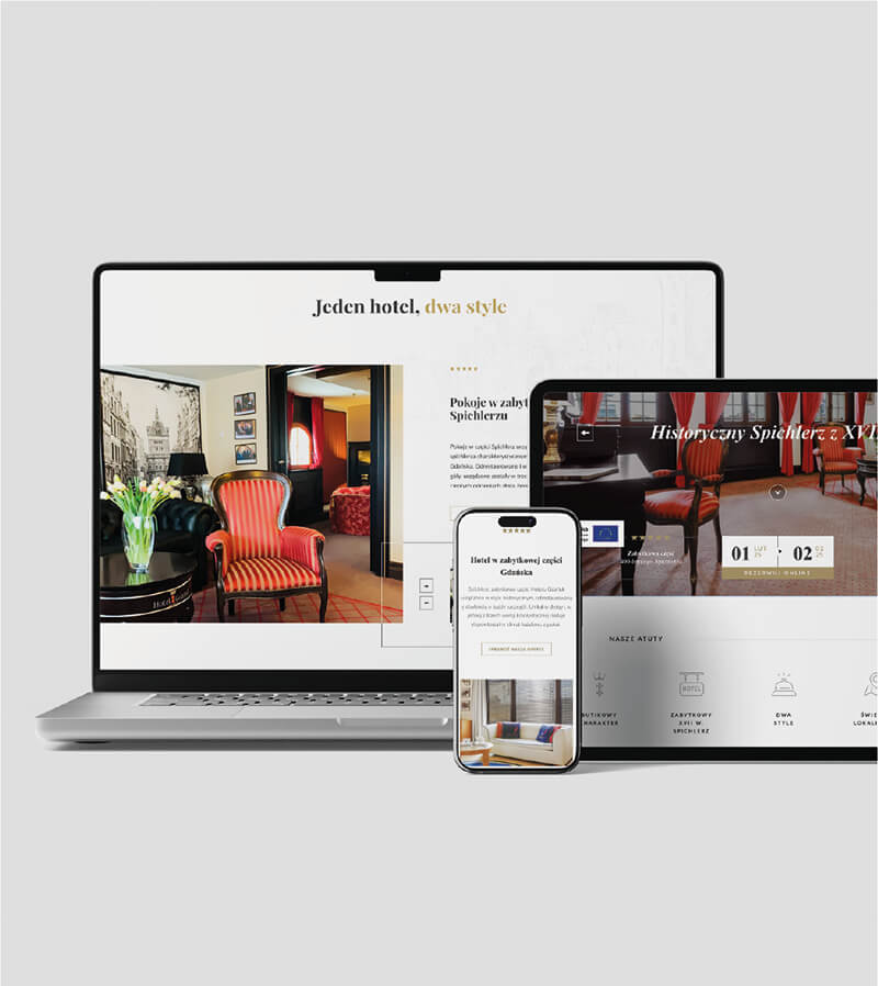 wizualizacja strony Hotelu Gdańsk na różnych urządzeniach