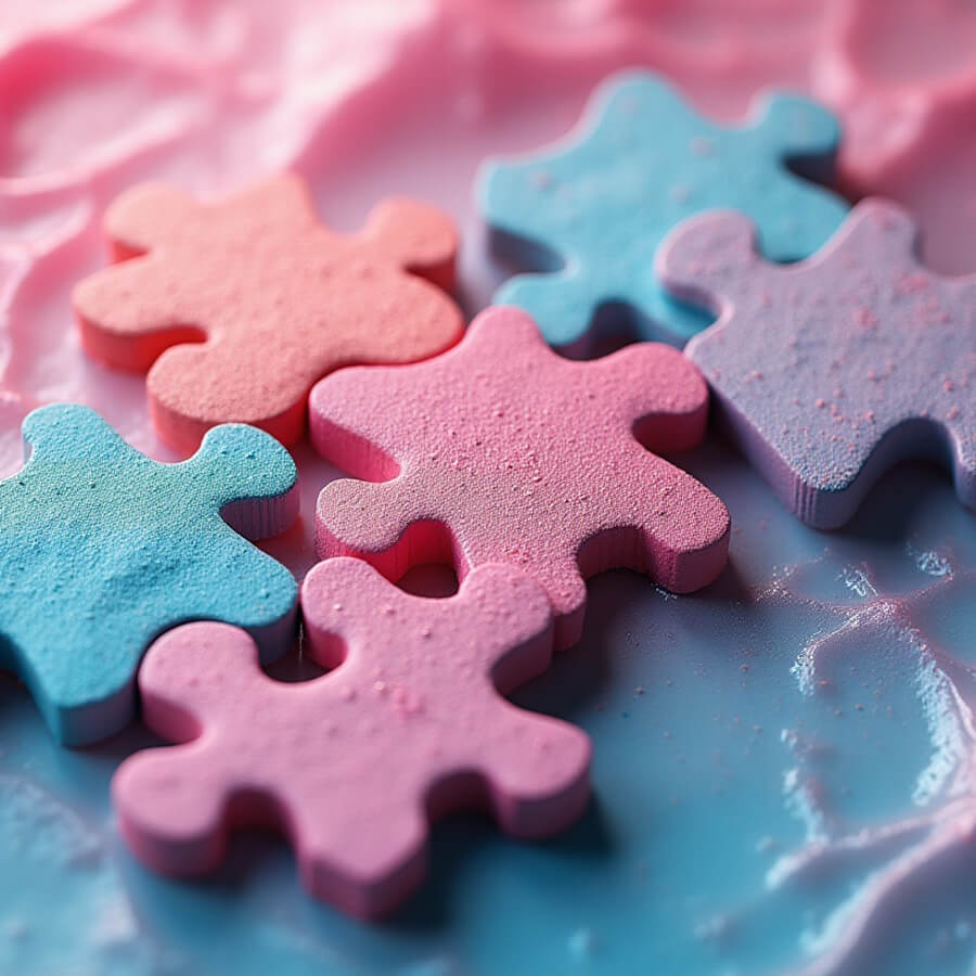 kolorowe puzzle, nie pasujące do siebie